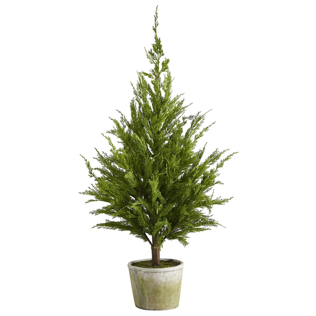 3.5’ Cedar Pine “Natural Look” Artificial Tree in Decorative Planter