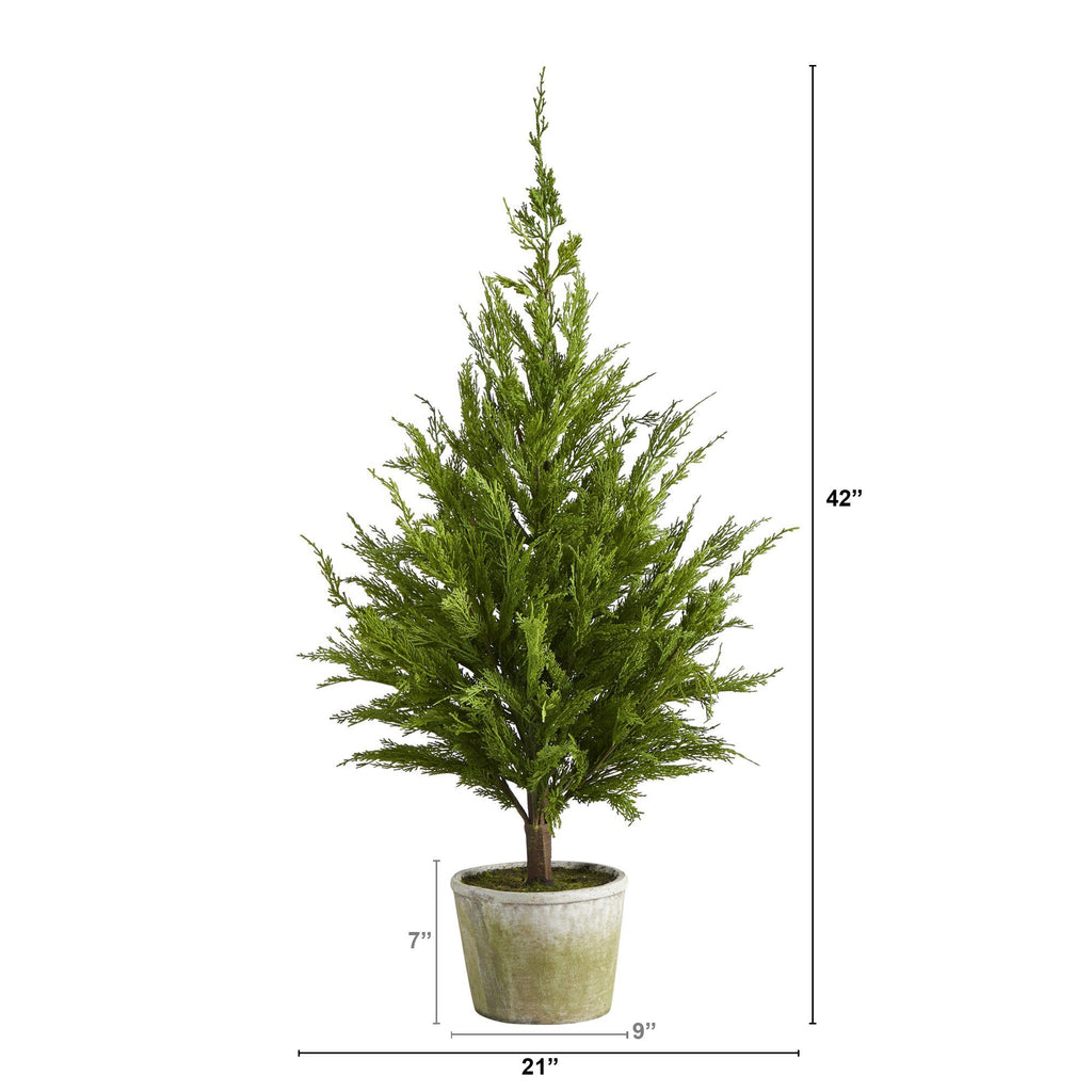 3.5’ Cedar Pine “Natural Look” Artificial Tree in Decorative Planter