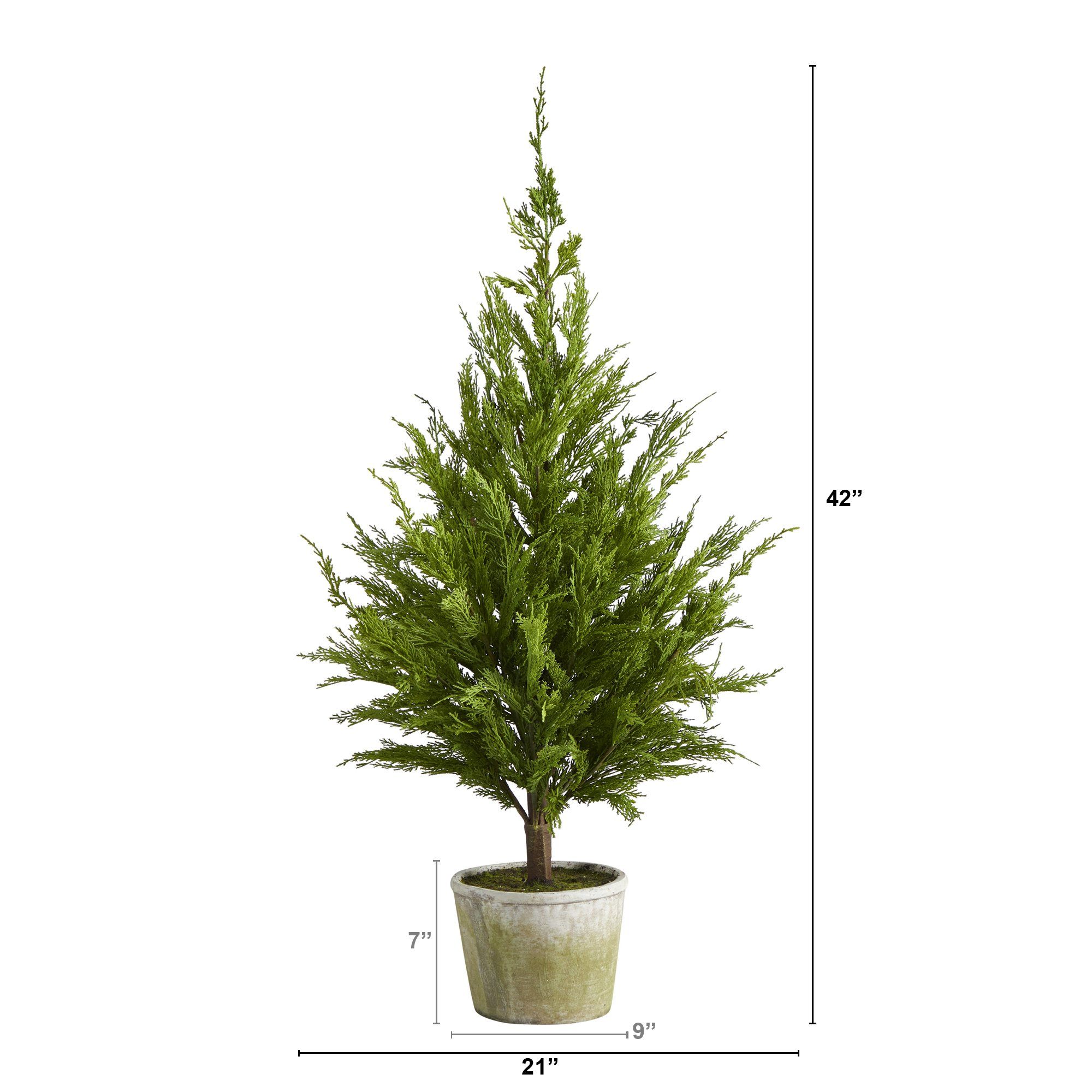3.5’ Cedar Pine “Natural Look” Artificial Tree in Decorative Planter