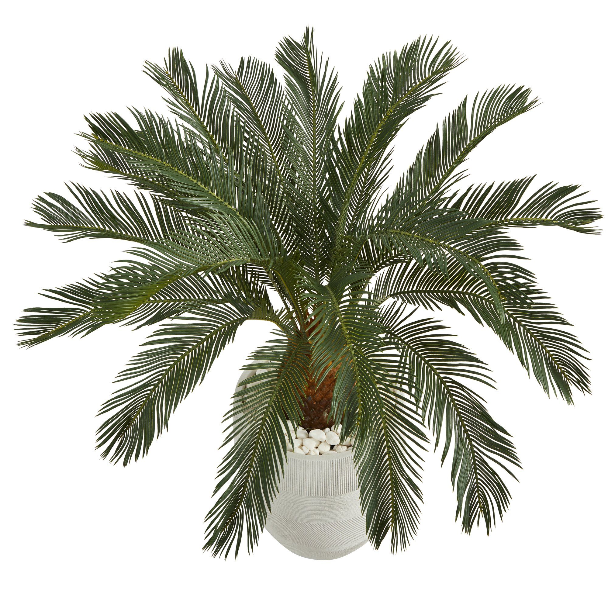 3.5’ Cycas Artificial Tree in White Planter