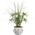 3.5’ Cyperus and Grass Artificial Plant in Vintage Floral Planter