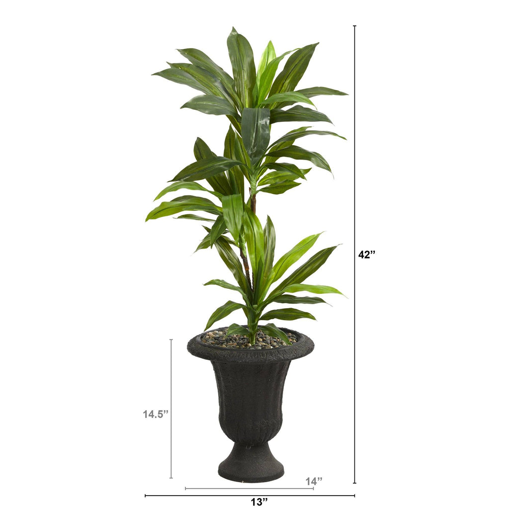 3.5’ Dracaena Artificial Plant in Charcoal Urn (Real Touch)