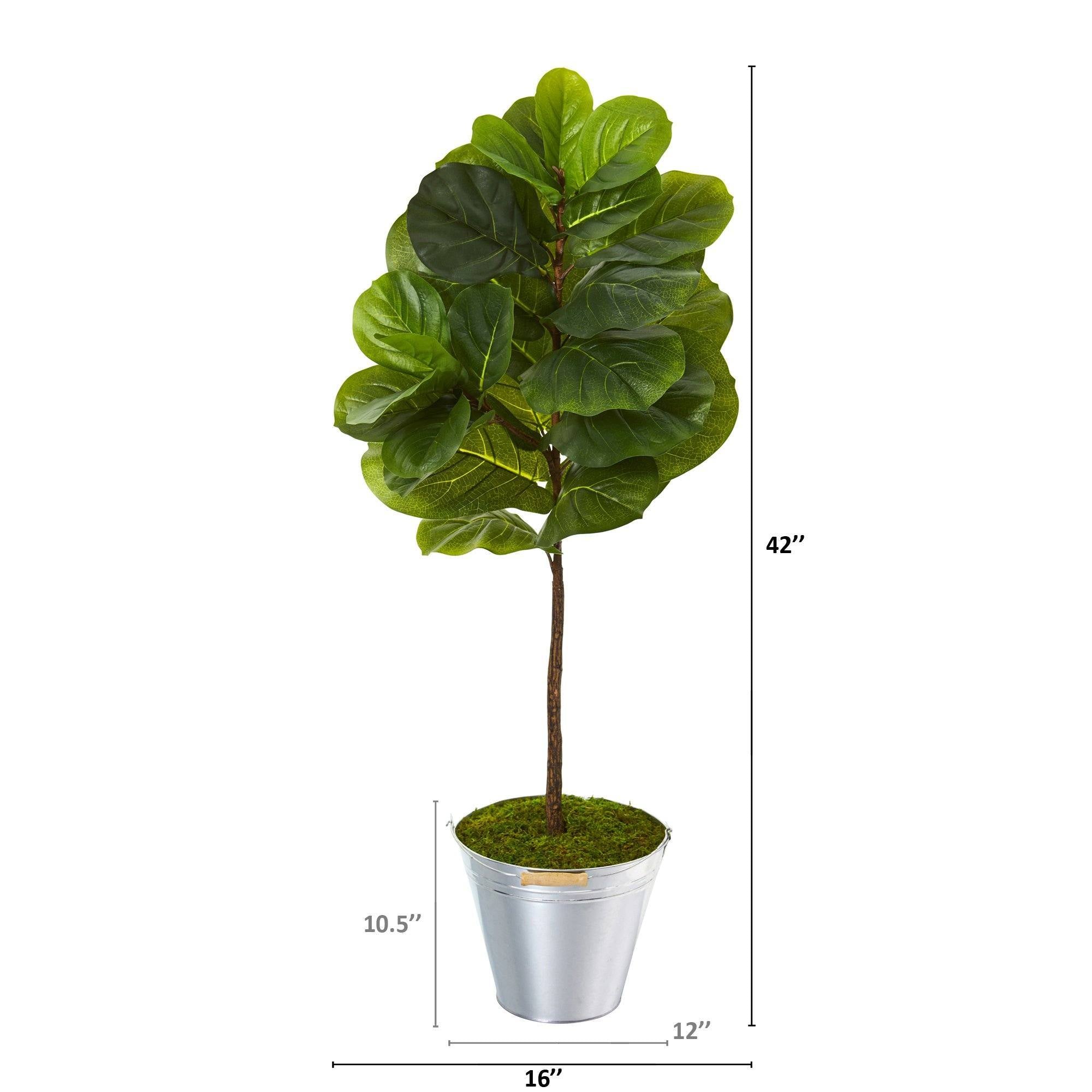 3.5’ Fiddle Leaf Artificial Tree in Tin Bucket (Real Touch)