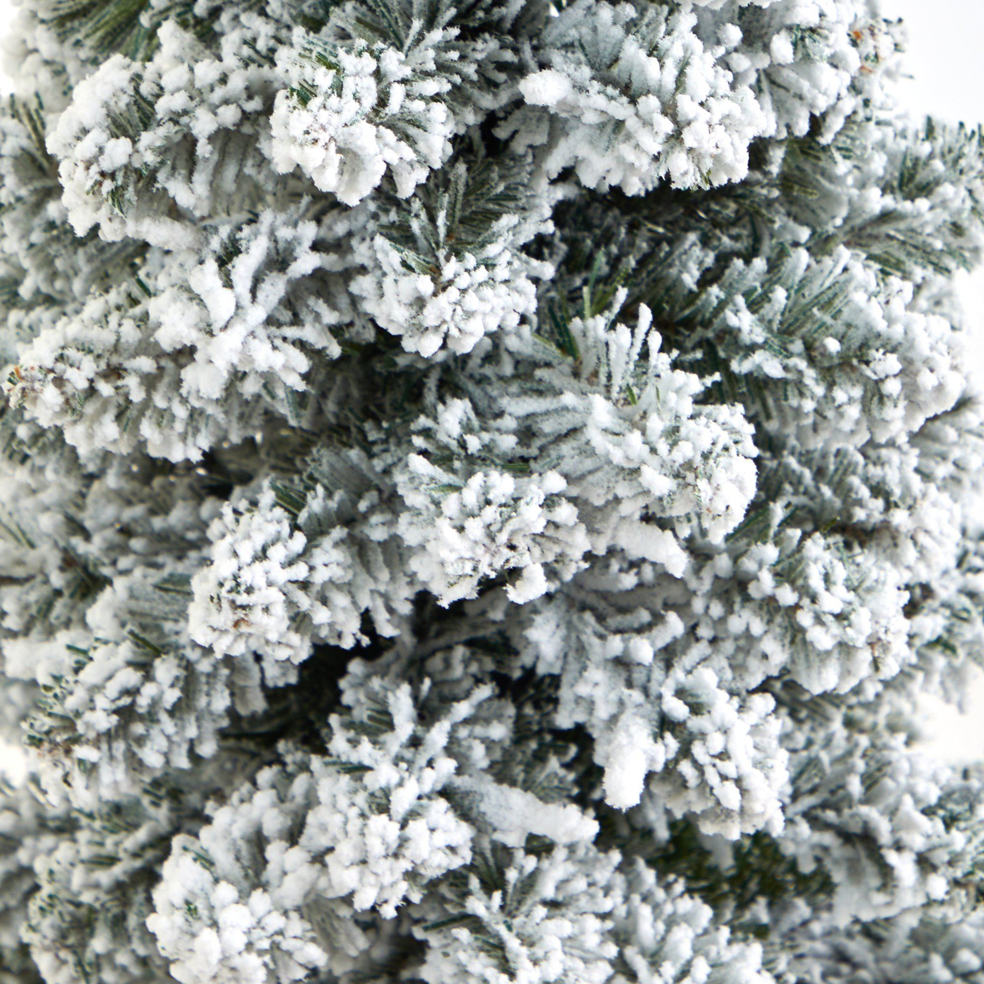 3.5’ Flocked Pencil Artificial Christmas Tree with 50 Clear Lights and 132 Bendable Branches in Sand Colored Urn