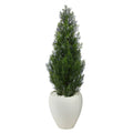3.5’ Mini Cedar Artificial Pine Tree in White Planter (Indoor/Outdoor)