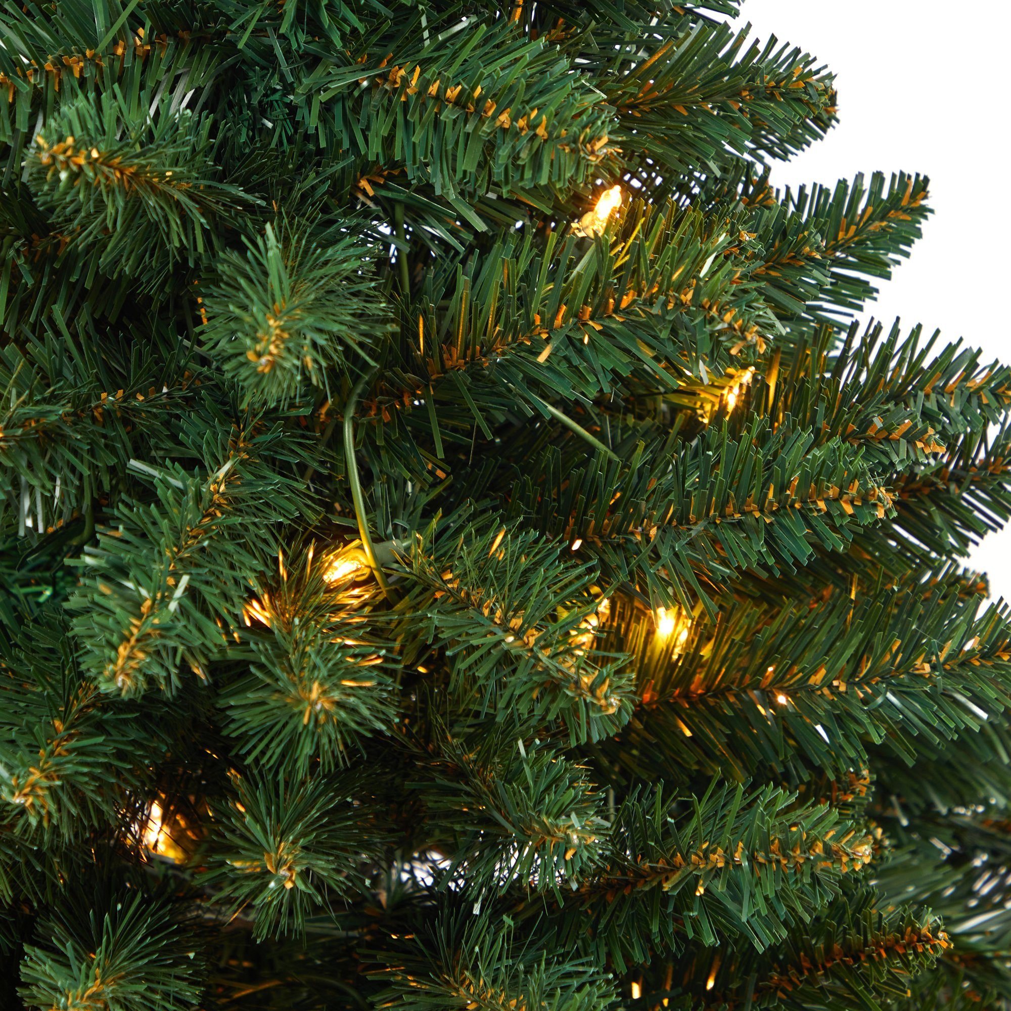 3.5’ Northern Rocky Spruce Artificial Christmas Tree with 50 Clear Lights and 154 Bendable Branches in Gray Planter with Stand