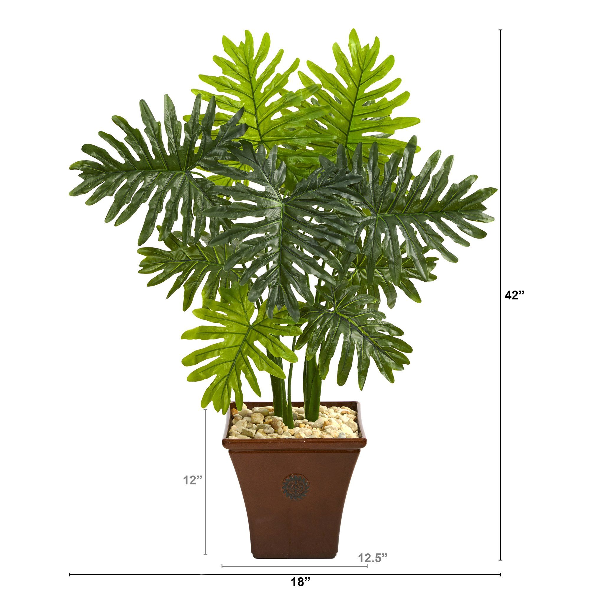 3.5’ Philodendron Artificial Plant in Brown Planter (Real Touch)