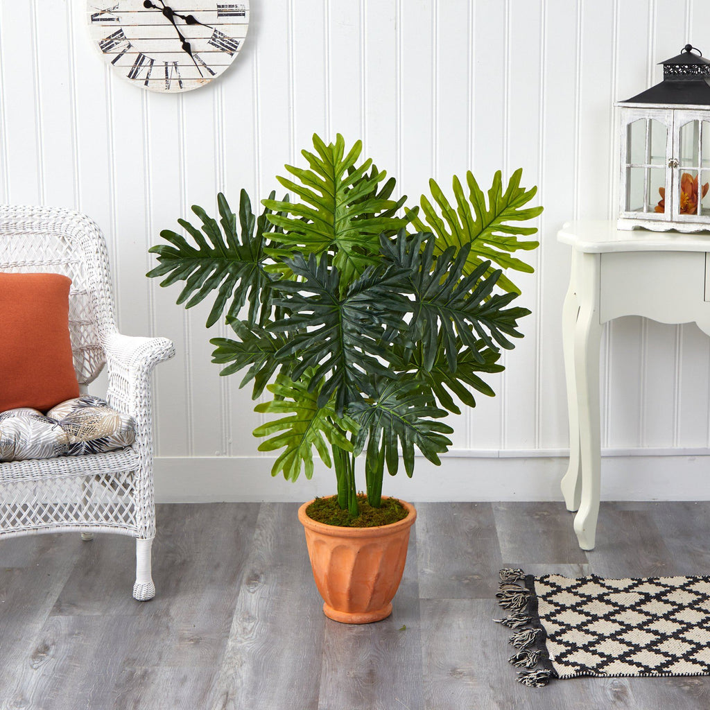 3.5’ Philodendron Artificial Plant in Terra-Cotta Planter (Real Touch)