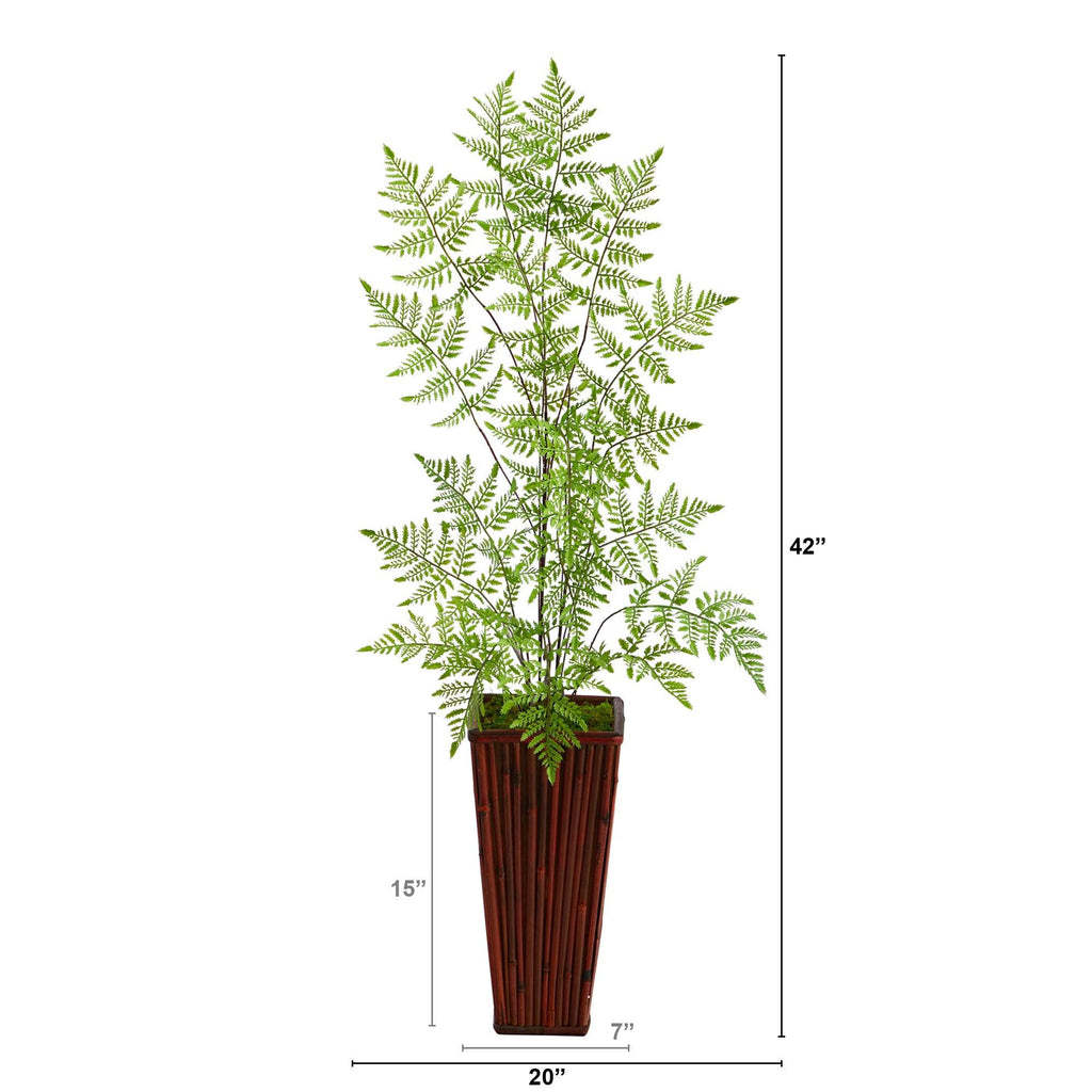 3.5’ Ruffle Fern Artificial Tree in Bamboo Planter