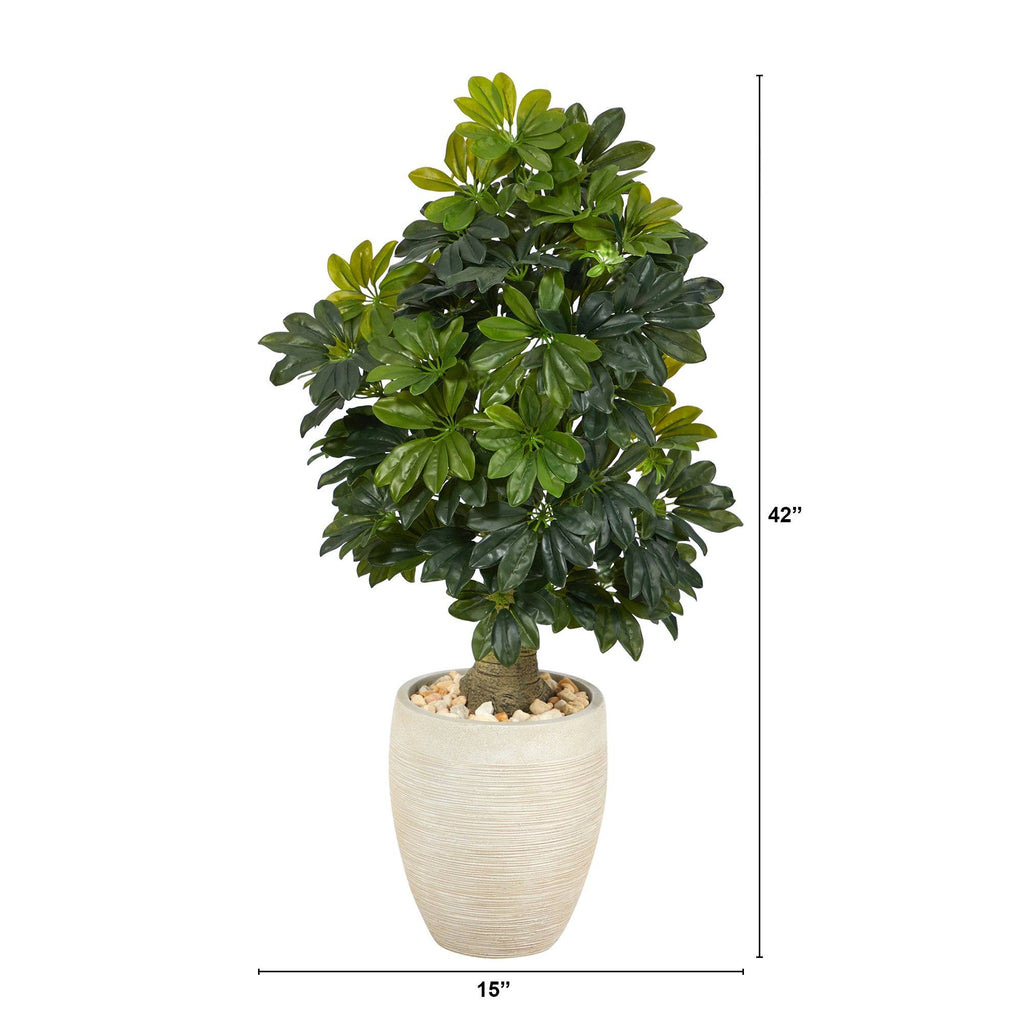 3.5’ Schefflera Artificial Tree in Sand Colored Planter (Real Touch)