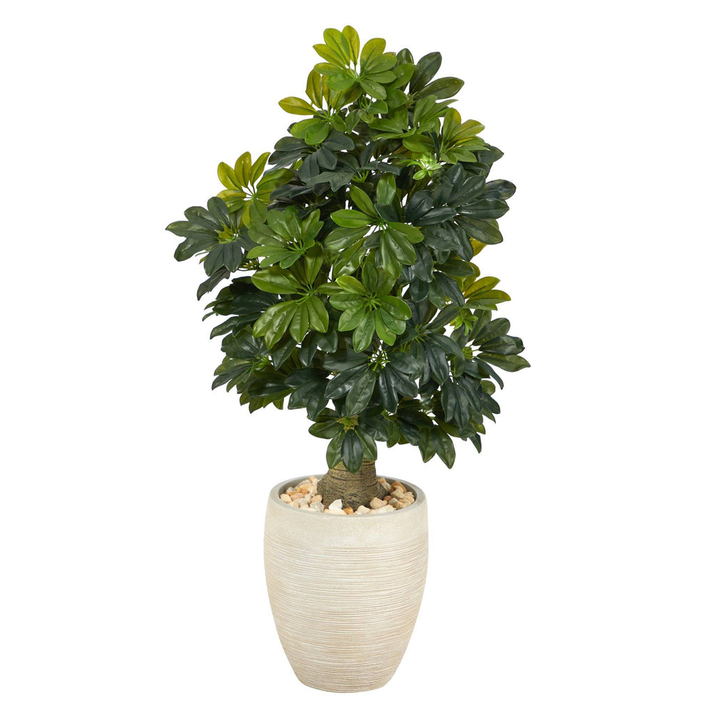3.5’ Schefflera Artificial Tree in Sand Colored Planter (Real Touch)