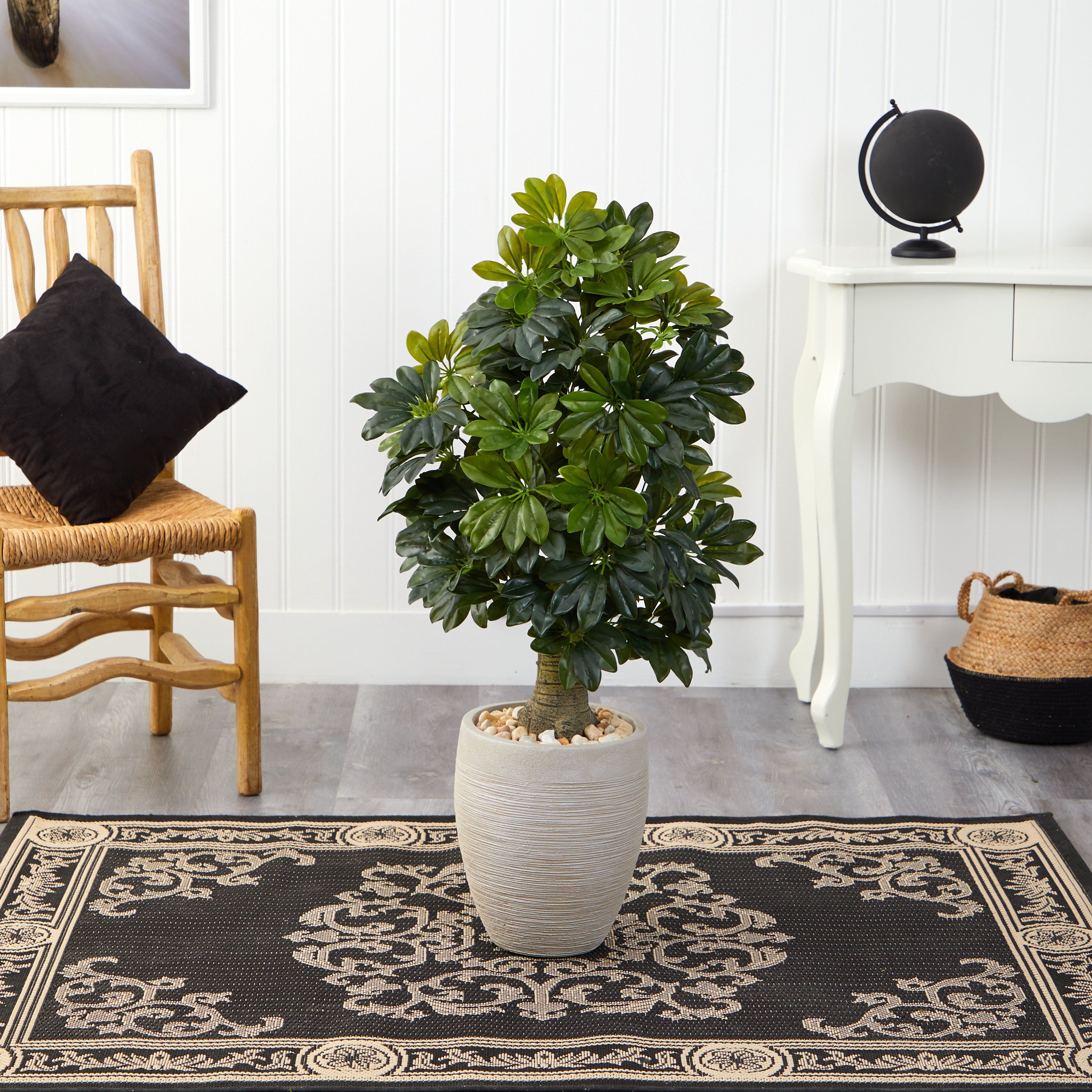 3.5’ Schefflera Artificial Tree in Sand Colored Planter (Real Touch)