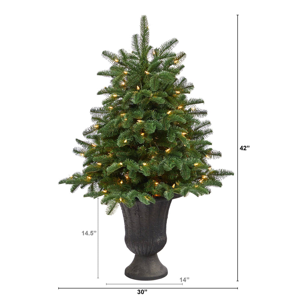 3.5’ South Carolina Spruce Artificial Christmas Tree with 100 White Warm Light and 458 Bendable Branches in Charcoal Urn