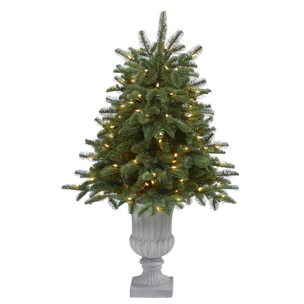 3.5’ South Carolina Spruce Artificial Christmas Tree with 100 White Warm Light and 458 Bendable Branches in Decorative Urn