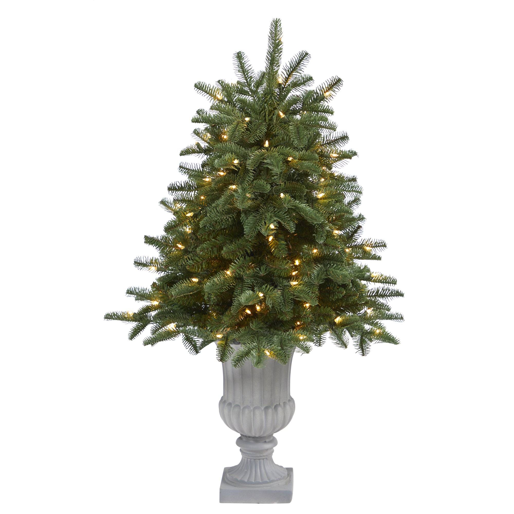 3.5’ South Carolina Spruce Artificial Christmas Tree with 100 White Warm Light and 458 Bendable Branches in Decorative Urn