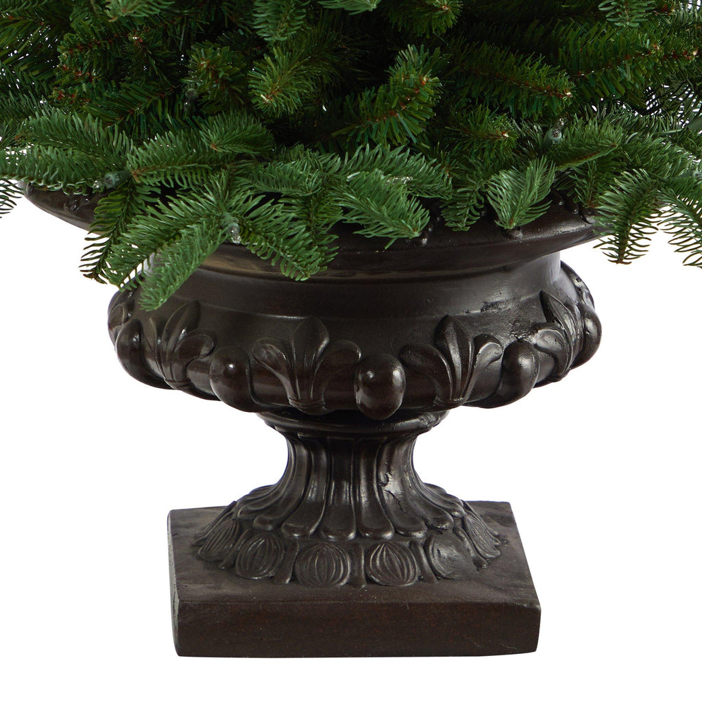 3.5’ South Carolina Spruce Artificial Christmas Tree with 100 White Warm Light and 458 Bendable Branches in Iron Colored Urn