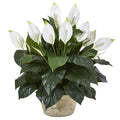 35” Spathifyllum Artificial Plant in White Planter