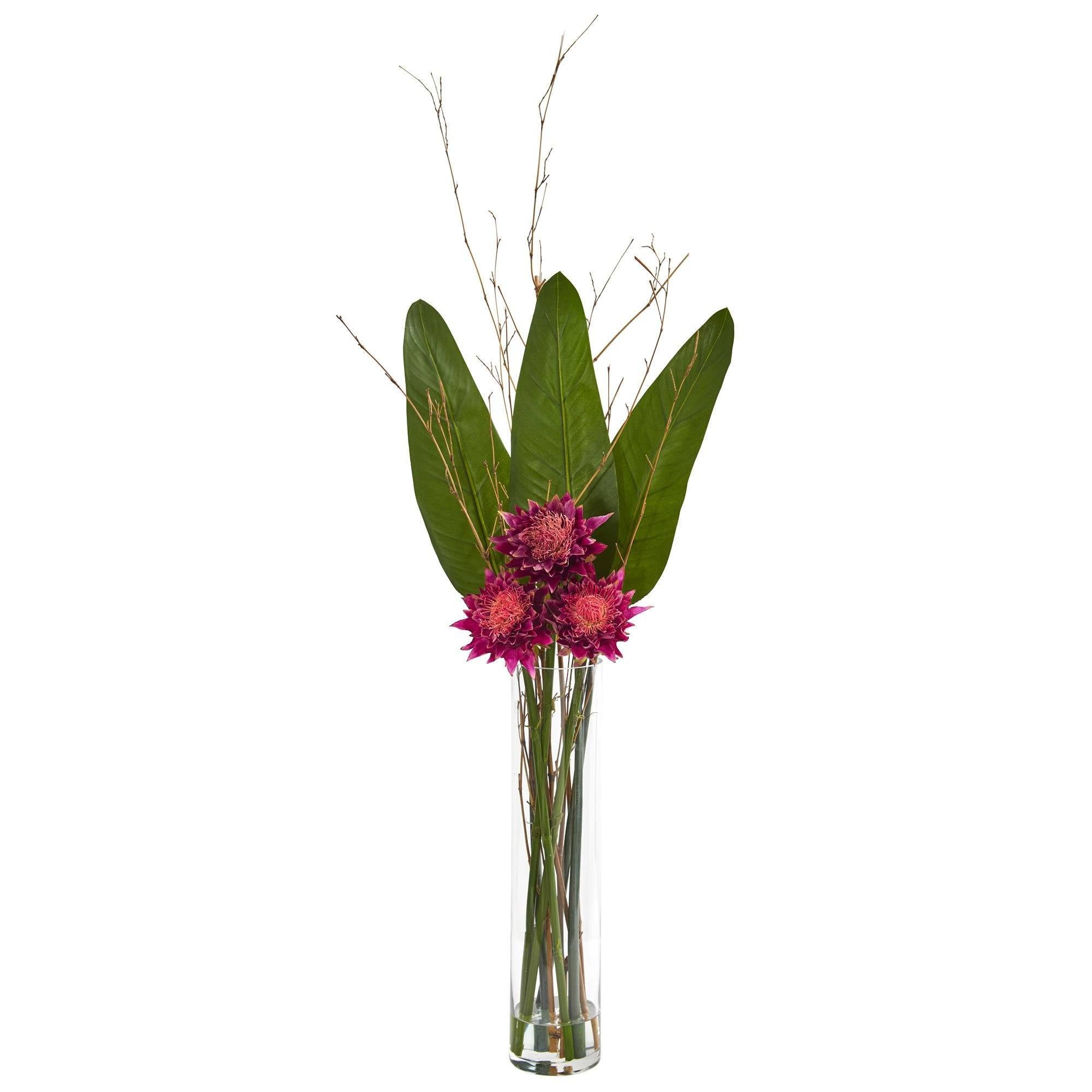 3.5’ Tropical Artificial Arrangement in Cylinder Vase