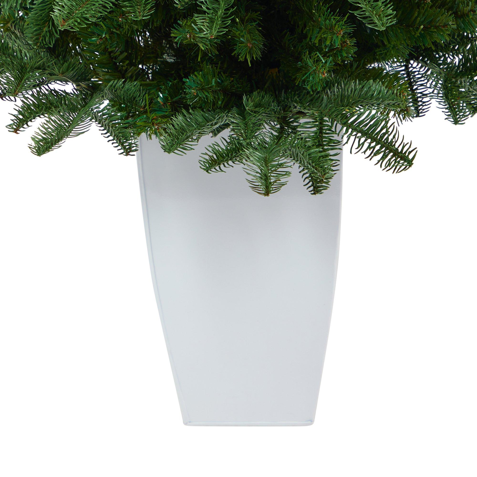 38” South Carolina Spruce Artificial Christmas Tree with 458 Bendable Branches in White Metal Planter