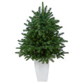 38” South Carolina Spruce Artificial Christmas Tree with 458 Bendable Branches in White Metal Planter