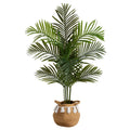 4’ Artificial Paradise Palm Tree with Handmade Jute & Cotton Basket with Tassels