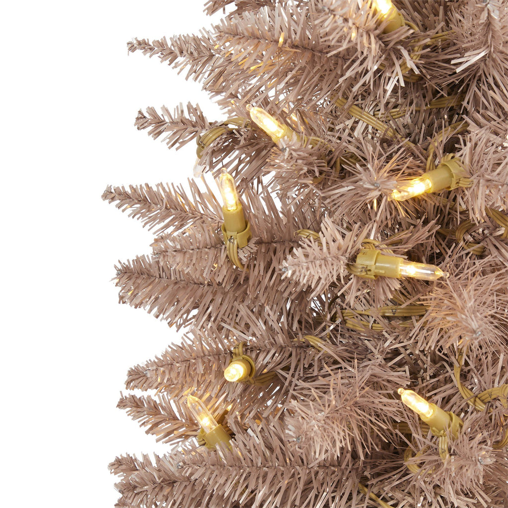 4’ Champagne Pencil Artificial Christmas Tree with 150 (multifunction) Clear LED Lights