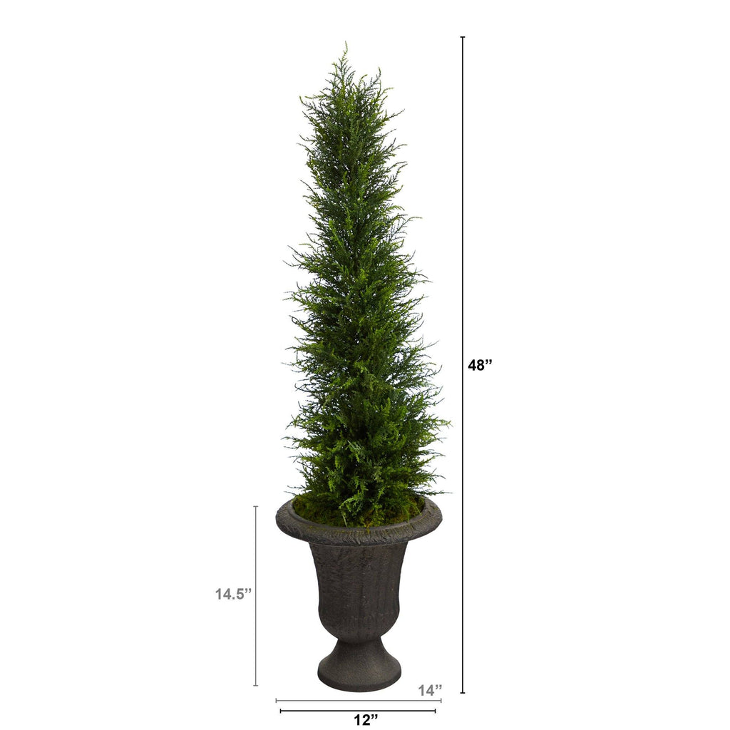 4’ Cypress Artificial Tree in Charcoal Urn UV Resistant (Indoor/Outdoor)