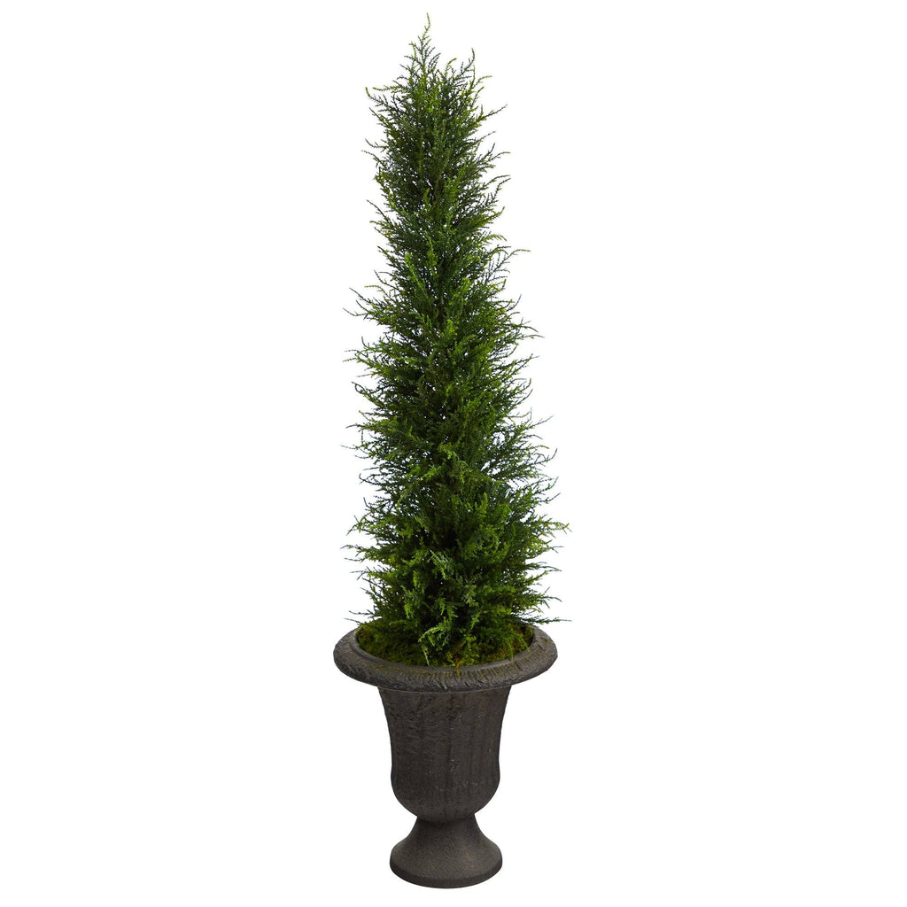 4’ Cypress Artificial Tree in Charcoal Urn UV Resistant (Indoor/Outdoor)