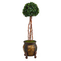 4’ English Ivy Topiary Single Ball Artificial Tree in Decorative Planter  (Indoor/Outdoor)