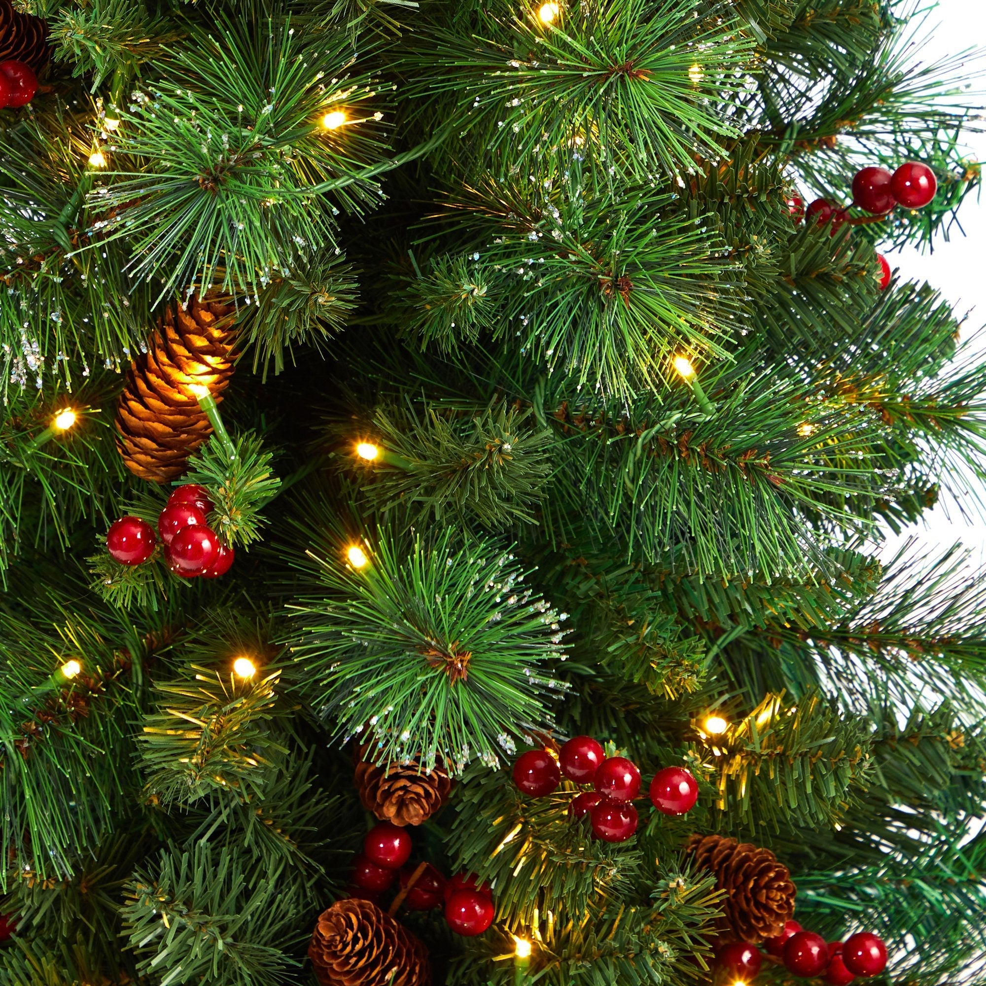 4’ Flat Back Montreal Mountain Artificial Christmas Tree with Pine Cones and Berries