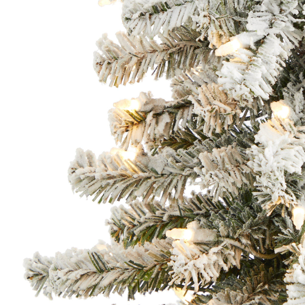 4’ Flocked Alpine Artificial Christmas Tree with 100 Lights and 260 Bendable Branches