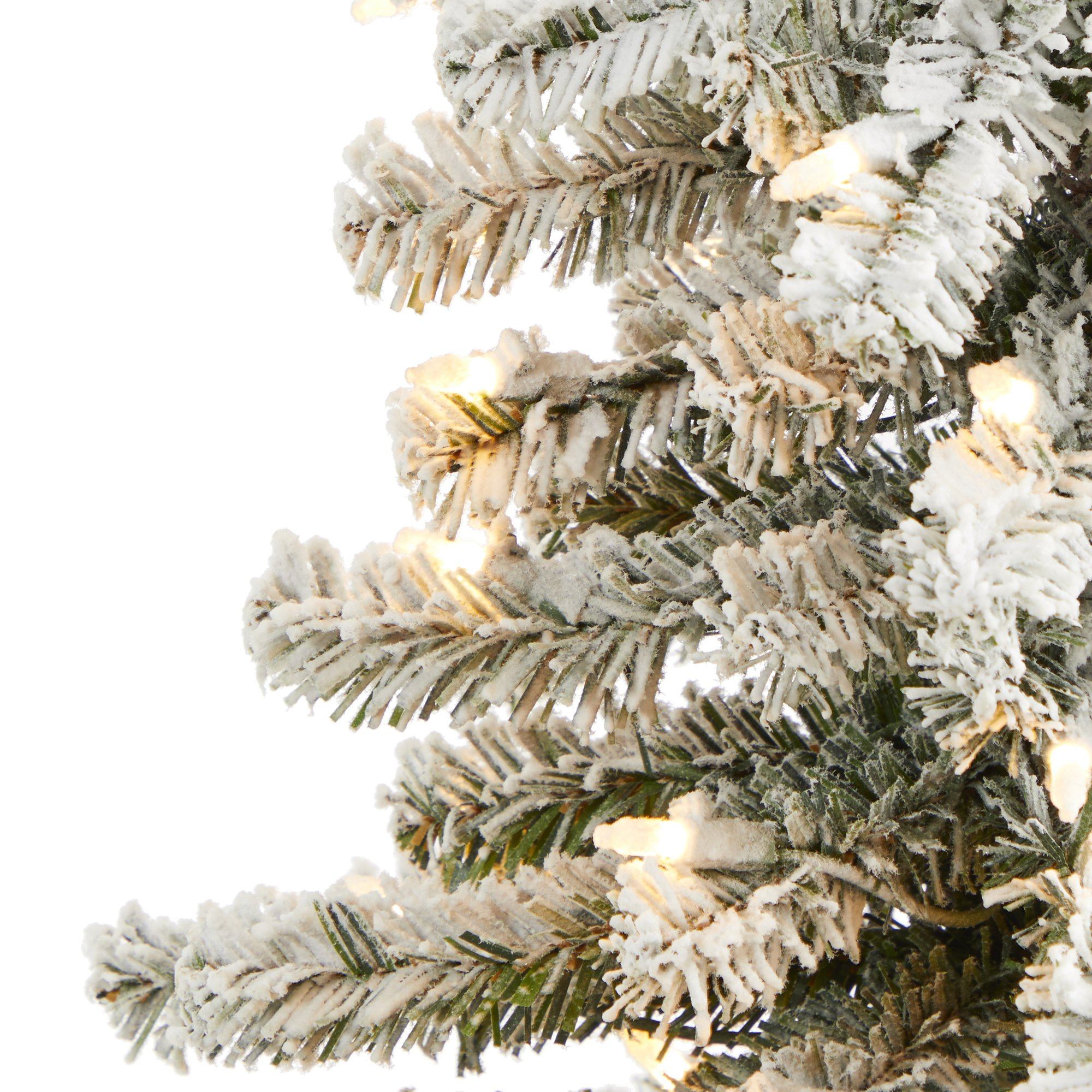 4’ Flocked Alpine Artificial Christmas Tree with 100 Lights and 260 Bendable Branches