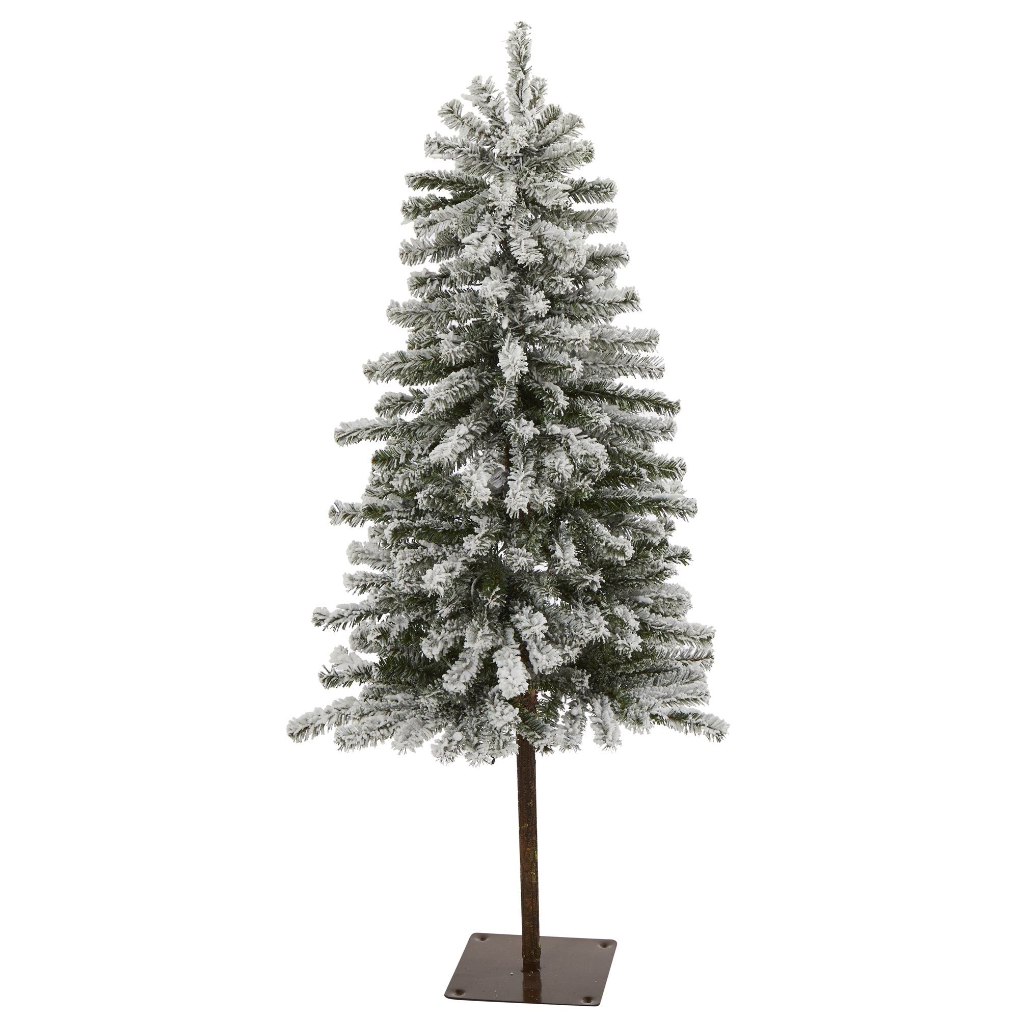 4’ Flocked Alpine Artificial Christmas Tree with 100 Lights and 260 Bendable Branches