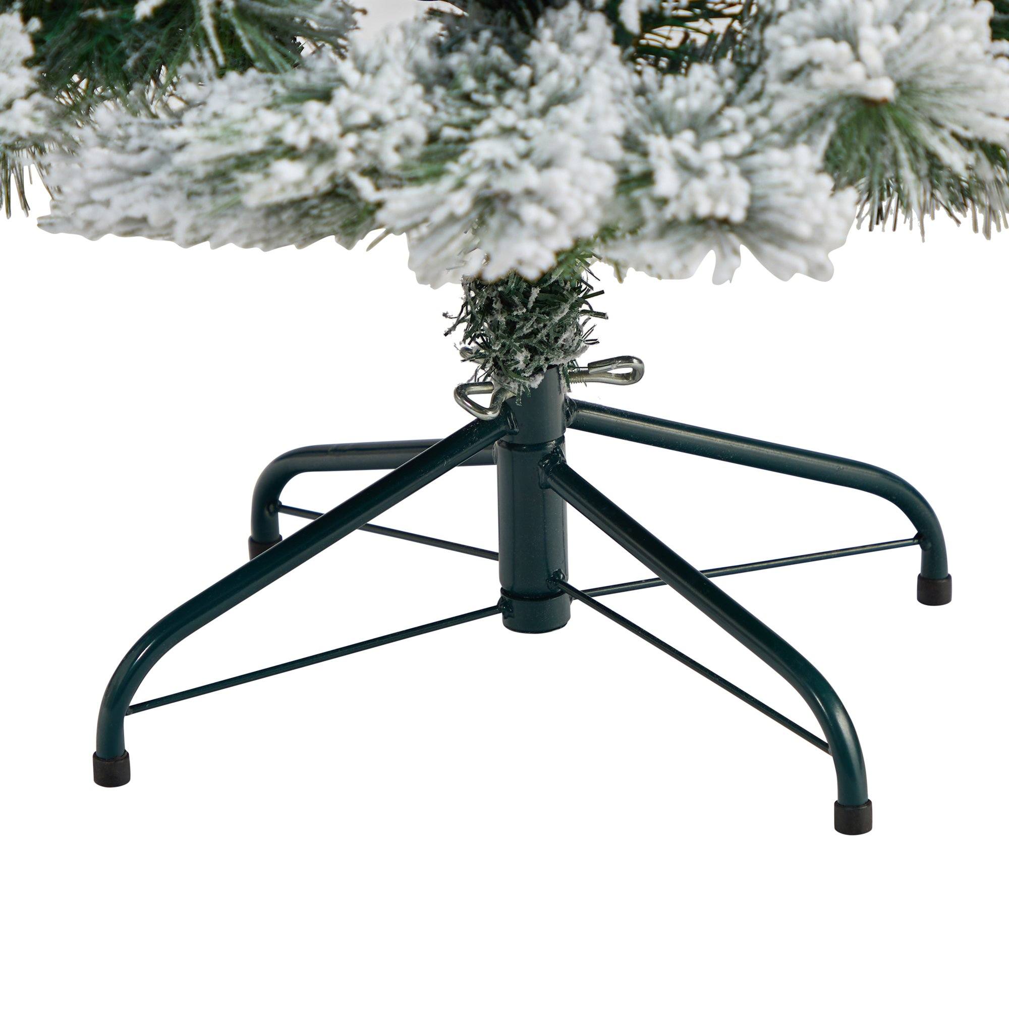 4’ Flocked Oregon Pine Artificial Christmas Tree with 100 Clear Lights and 215 Bendable Branches