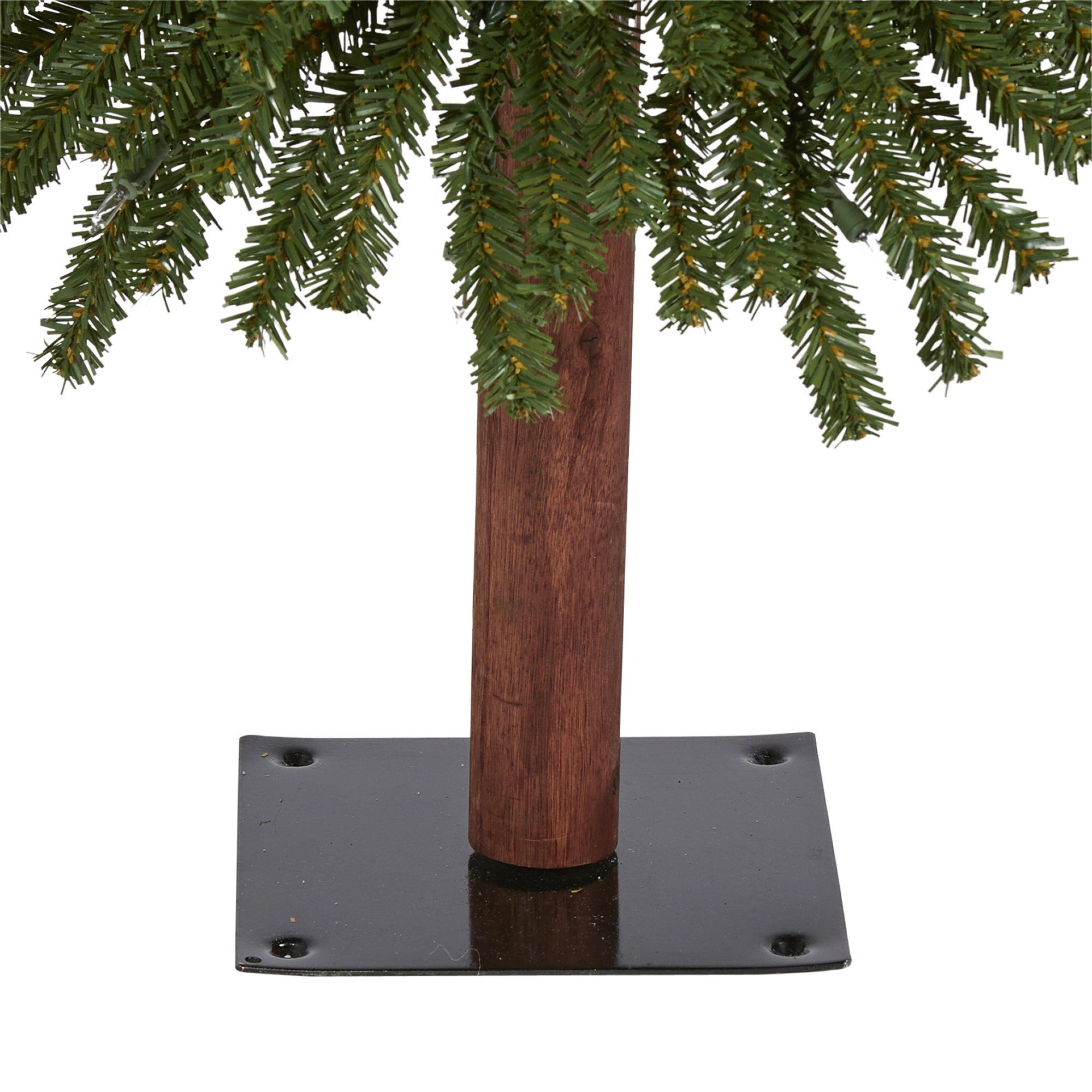 4’ Grand Alpine Artificial Christmas Tree with 100 Clear Lights and 361 Bendable Branches on Natural Trunk