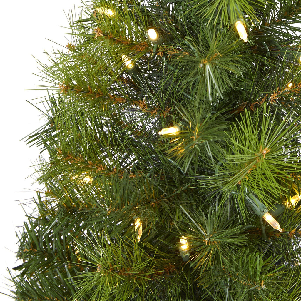 4’ Green Valley Pine Artificial Christmas Tree with 100 Warm White LED Lights and 201 Bendable Branches