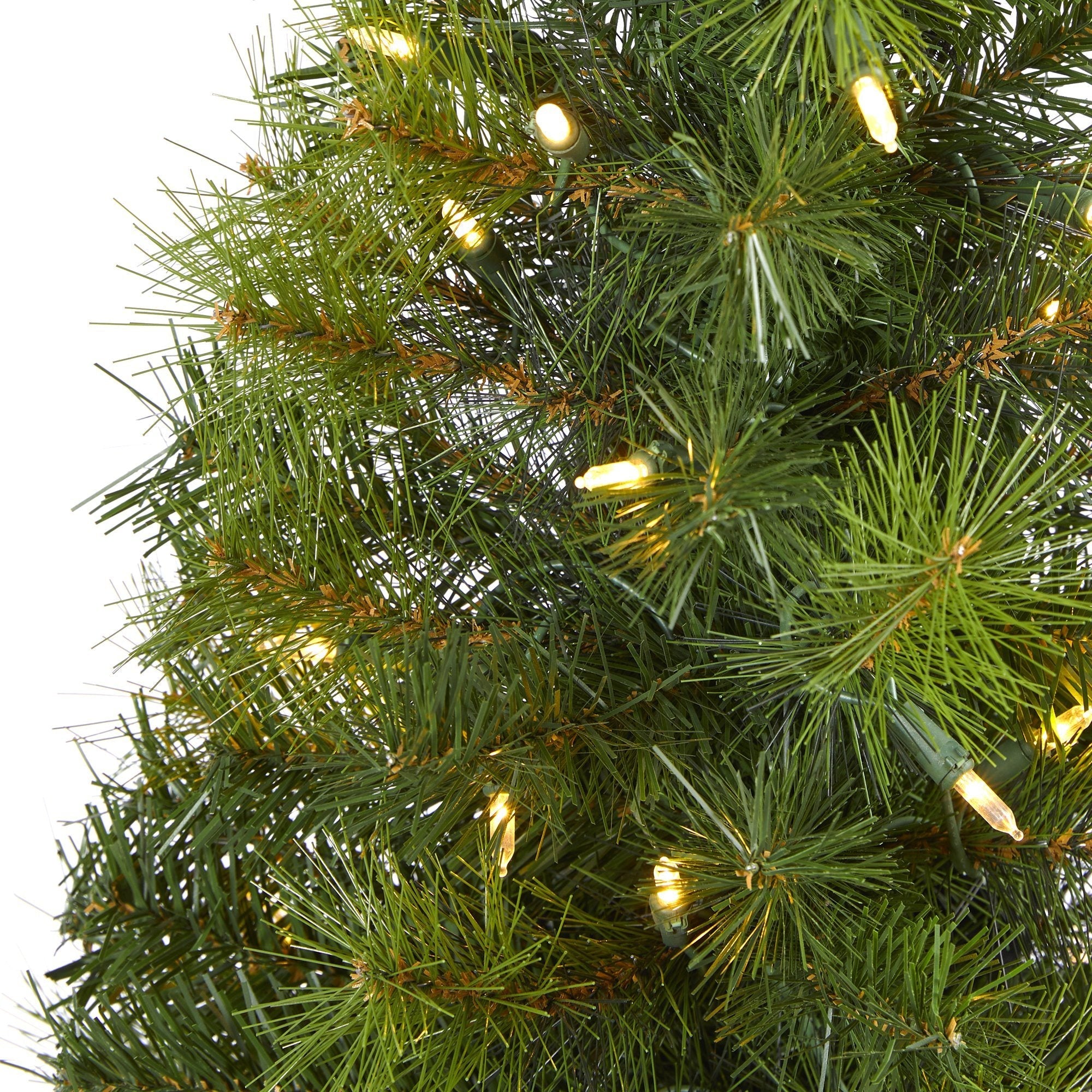 4’ Green Valley Pine Artificial Christmas Tree with 100 Warm White LED Lights and 201 Bendable Branches