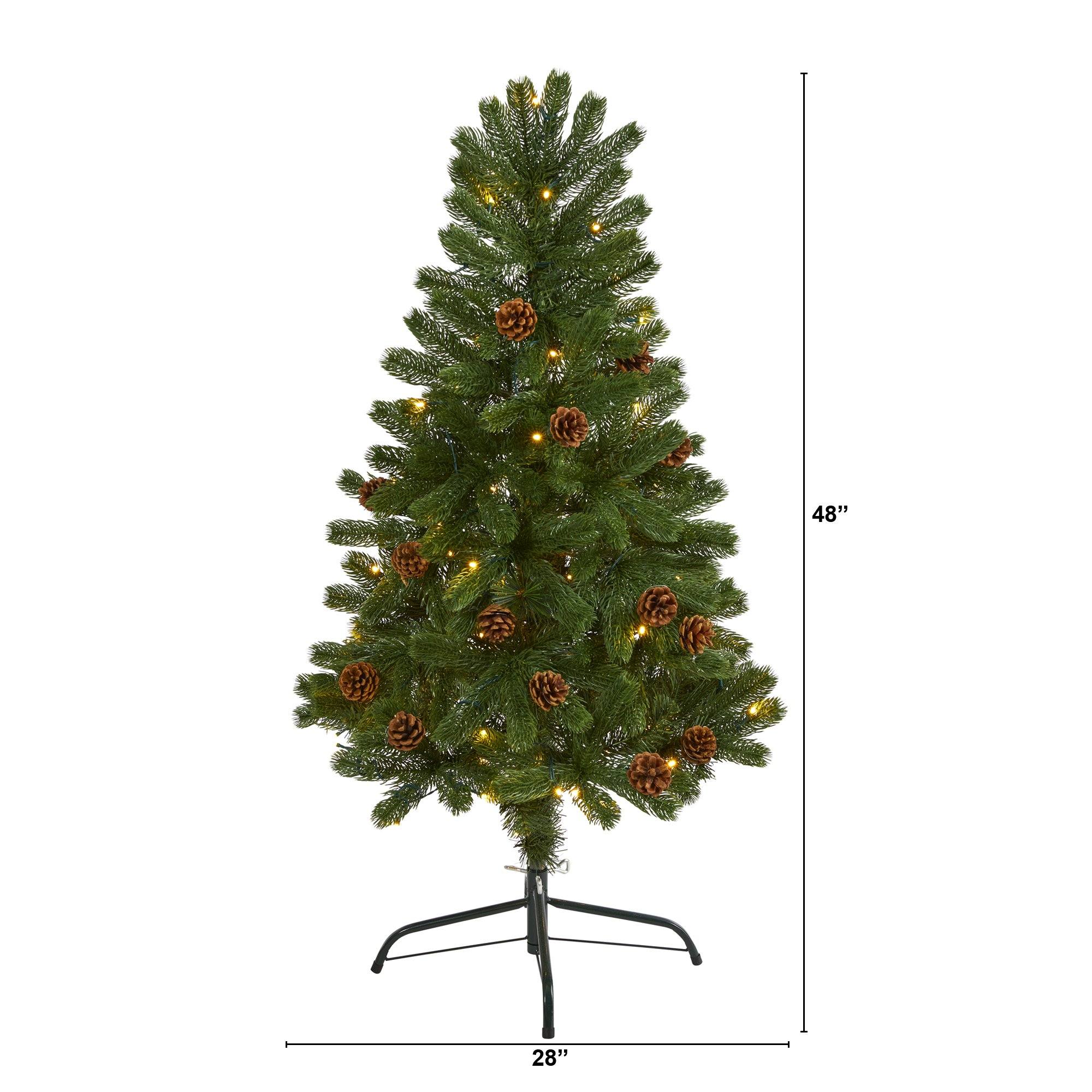 4' Rocky Mountain Spruce Artificial Christmas Tree with Pinecones and 70 Warm White LED Lights