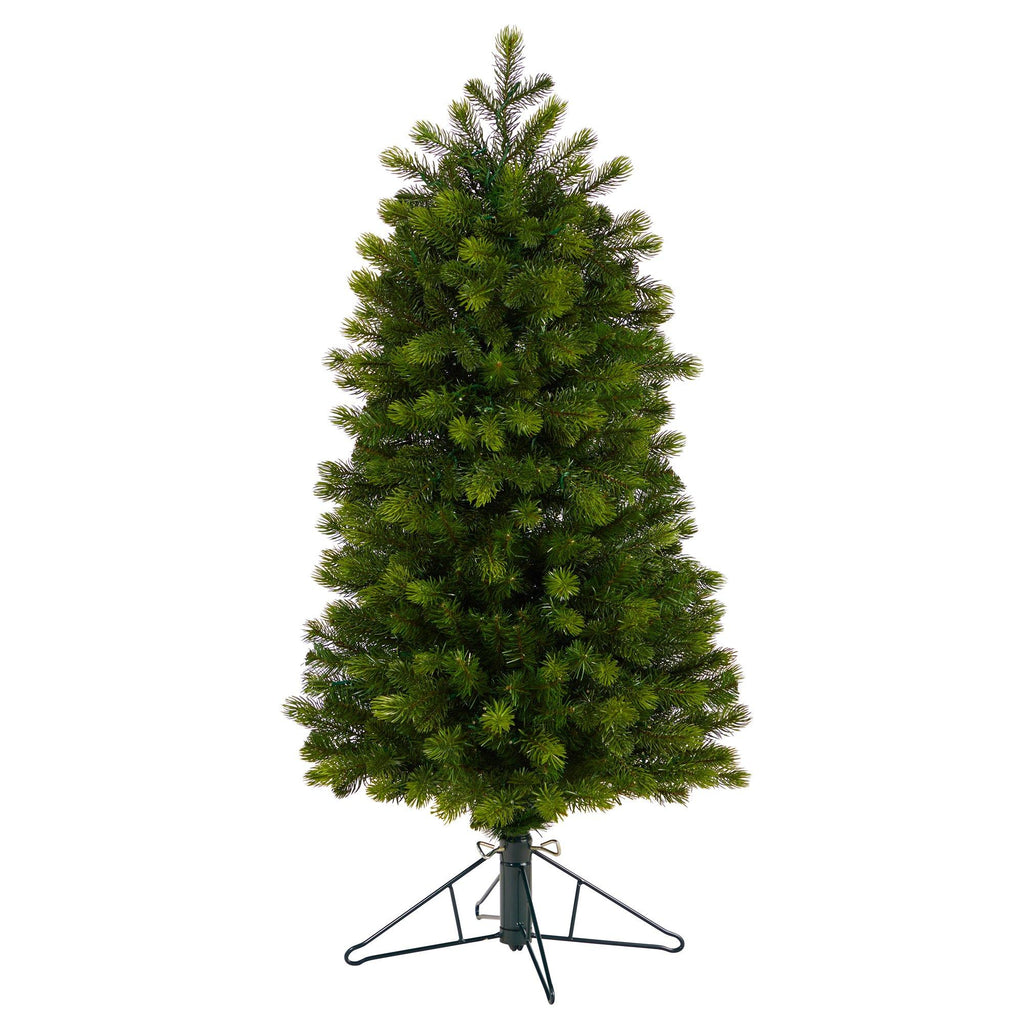 4’ Slim Colorado Mountain Spruce Artificial Christmas Tree with 150 (Multifunction) Micro LED Lights and 360 Branches