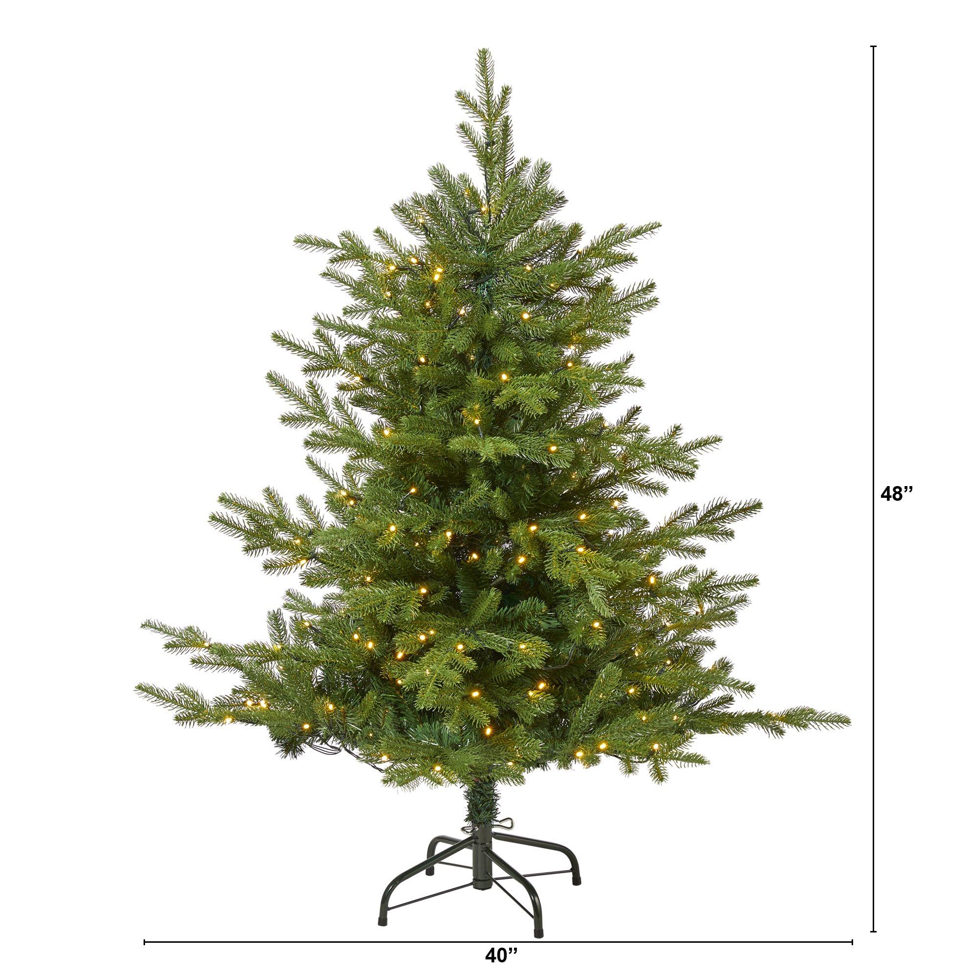 4’ Swedish Fir Artificial Christmas Tree with 160 Warm White LED Lights and 403 Bendable Branches