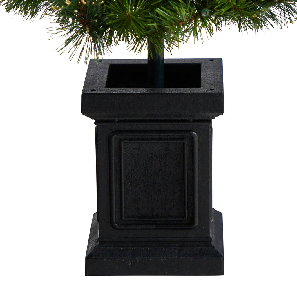 4’ Topiary Tree with Decorative Ribbon, Berries, 70 Clear LED Lights and 109 Branches in Planter