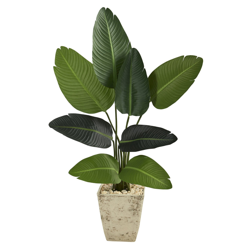 4’ Travelers Palm Artificial Tree in Country White Planter