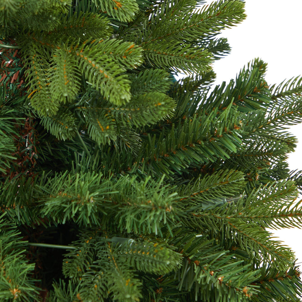 4’ Washington Fir Artificial Christmas Tree with 50 Clear Lights in White Planter with Decorative Planter Stand