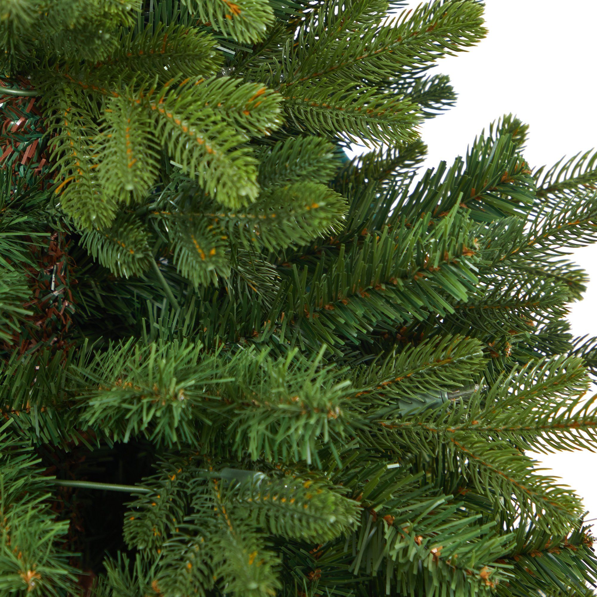 4’ Washington Fir Artificial Christmas Tree with 50 Clear Lights in White Planter with Decorative Planter Stand