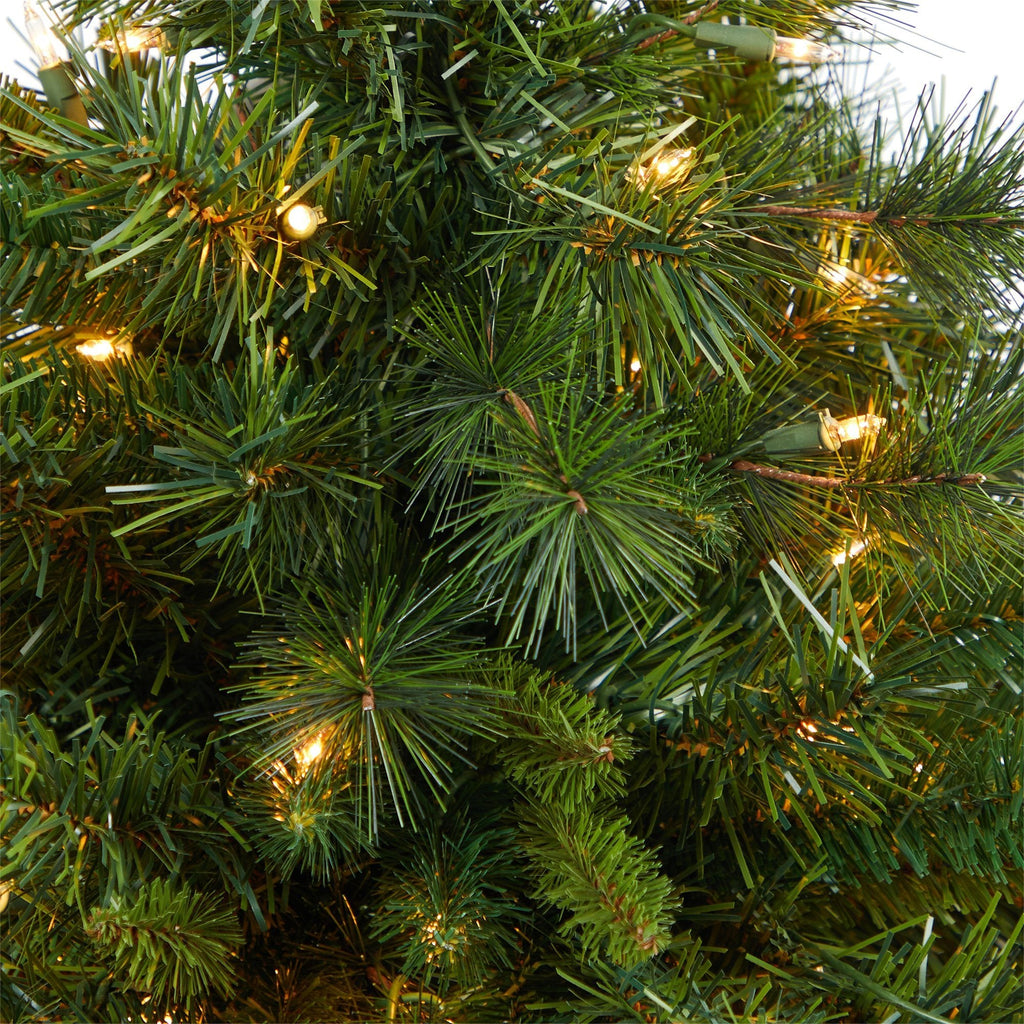 4’ Wyoming Mixed Pine Artificial Christmas Tree with 150 Clear Lights and 270 Bendable Branches in Tower Planter
