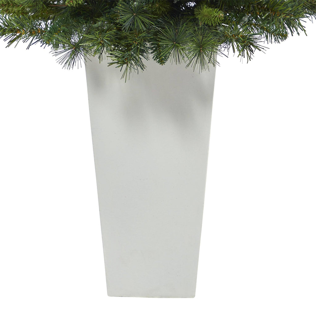 4’ Wyoming Mixed Pine Artificial Christmas Tree with 150 Clear Lights and 270 Bendable Branches in Tower Planter