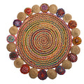 4’ x 4’ Hand Braided Colorful Chindi Jute Mandala Round Rug