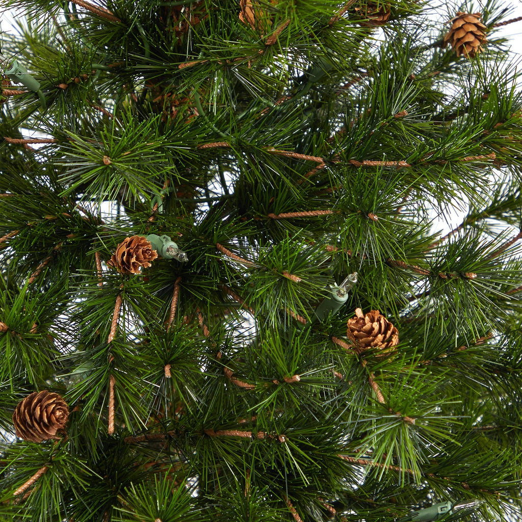 44” Colorado Mountain Pine Artificial Christmas Tree with 50 Clear Lights. 171 Bendable Branches and Pine Cones in Decorative Urn