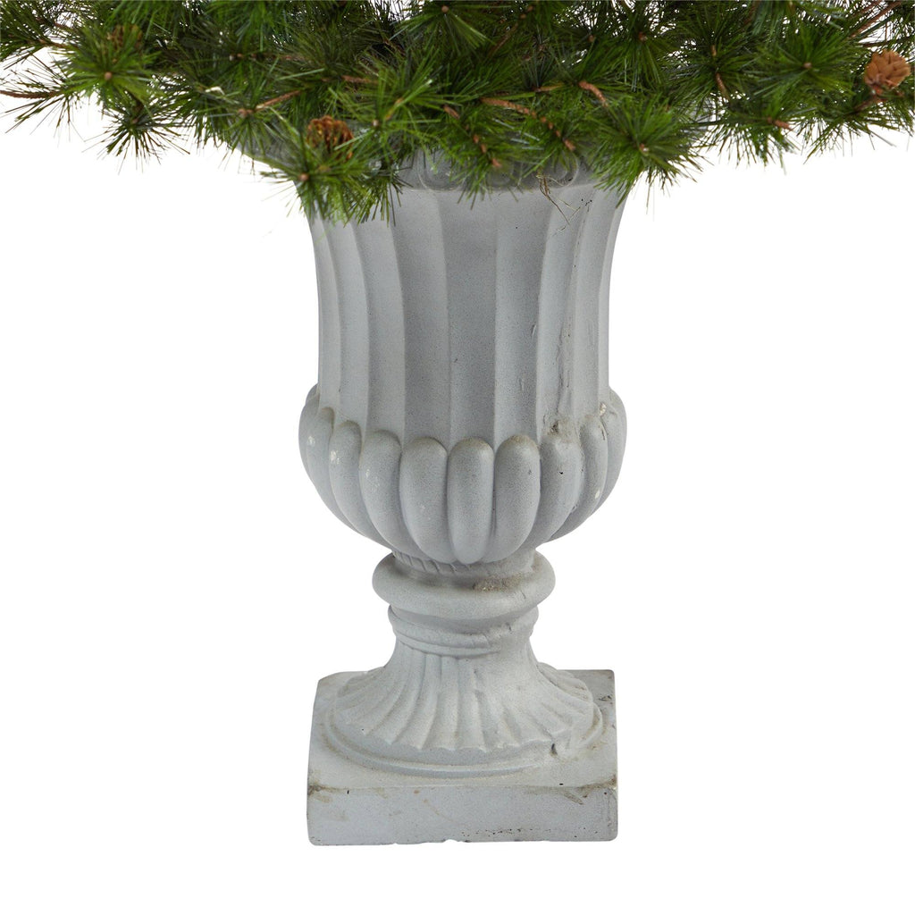 44” Colorado Mountain Pine Artificial Christmas Tree with 50 Clear Lights. 171 Bendable Branches and Pine Cones in Decorative Urn