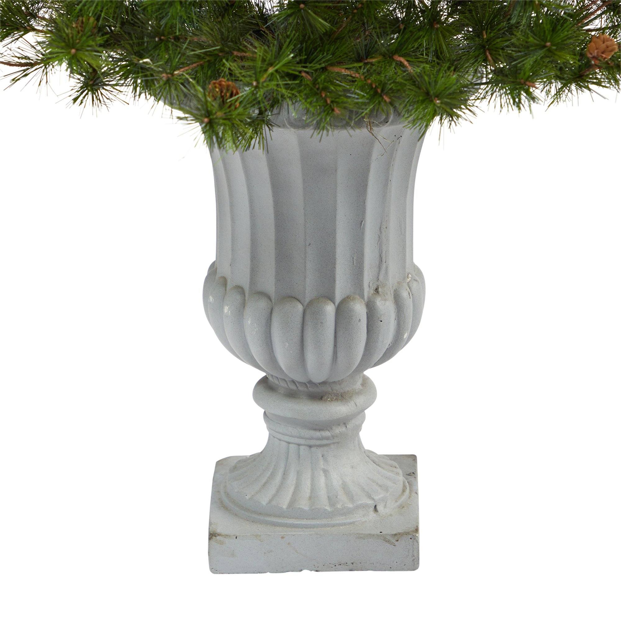 44” Colorado Mountain Pine Artificial Christmas Tree with 50 Clear Lights. 171 Bendable Branches and Pine Cones in Decorative Urn